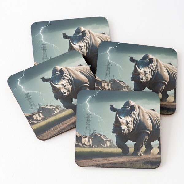 Item preview, A rhino with lightning in the background designed and sold by domepicturez.