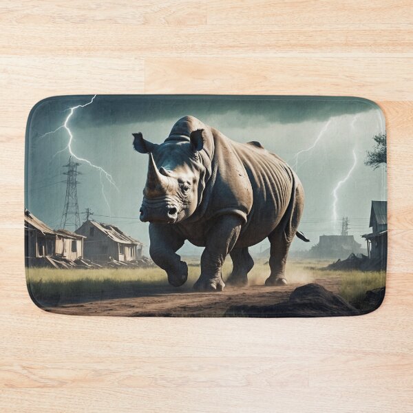 Item preview, A rhino with lightning in the background designed and sold by domepicturez.