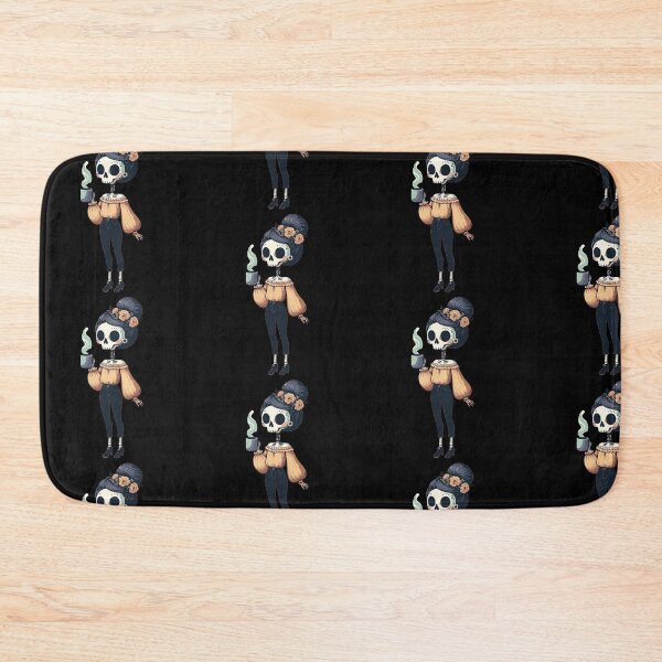 Item preview, Skeleton in a Bardot Top Enjoying Warm Coffee in Cozy Autumn designed and sold by Tw1nsAIArt.