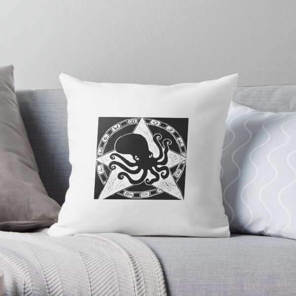 Cephalopod God (Crafty Hag Logo) Throw Pillow