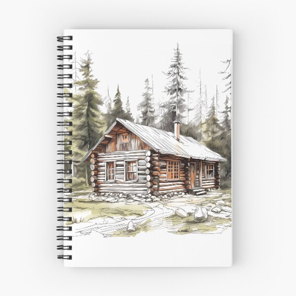 Item preview, Simple Log Cabin In The Woods Sketch designed and sold by Amberjays.