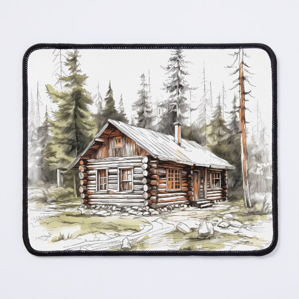 Item preview, Simple Log Cabin In The Woods Sketch designed and sold by Amberjays.