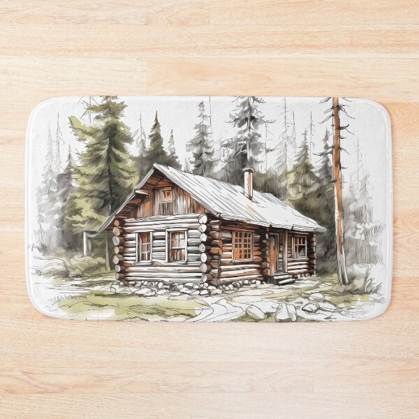 Item preview, Simple Log Cabin In The Woods Sketch designed and sold by Amberjays.