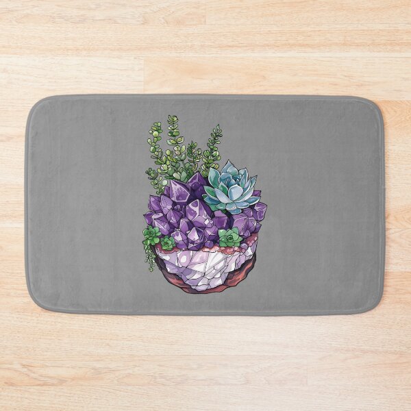 Item preview, Amethyst Crystal Gemstone with Succulents Hand Drawn designed and sold by meganohm.