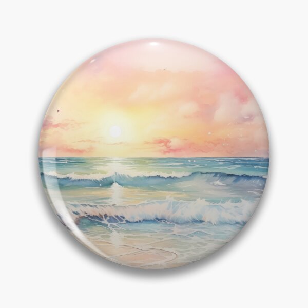 Item preview, Whimsical Pastel Watercolour Beach Sunset designed and sold by Amberjays.