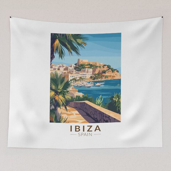 Item preview, Ibiza Spain Illustration Travel Art Vintage designed and sold by KrisSidDesigns.