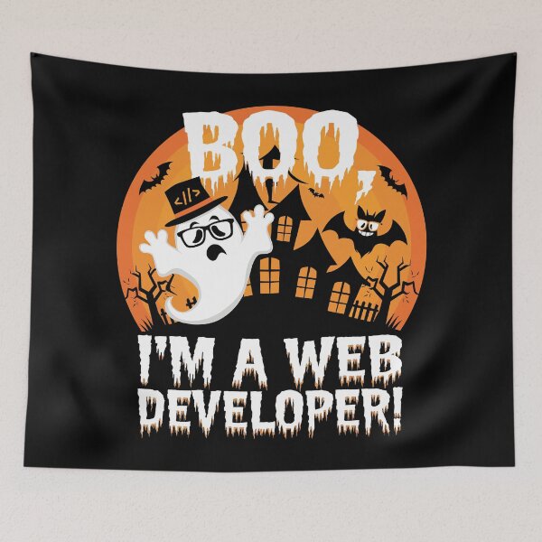 Artikelvorschau, Buh! Ich bin ein Webentwickler Halloween entworfen und verkauft von Quirky Shirts.