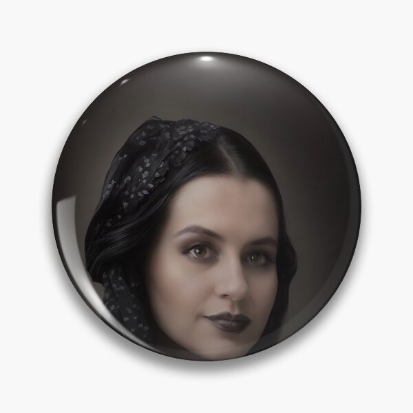 Item preview, Goth girl with dark eyes dressed in black, with black veil. designed and sold by Jennifer Morcom.