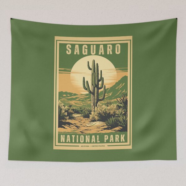Item preview, A Vintage Travel Illustration of Saguaro National Park - Arizona - United States  designed and sold by GoodOldVintage.