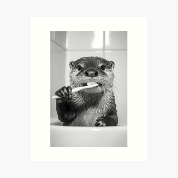 Item preview, Otter Brushing Teeth, Funny Vintage Animal Photo designed and sold by CheekyAnimalz.