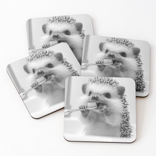 Item preview, Hedgehog Brushing Teeth, Funny Vintage Animal Photo designed and sold by CheekyAnimalz.