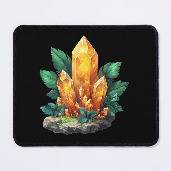 Item preview, Golden Citrine Crystal Gemstone with Green Leaves Illustration designed and sold by meganohm.