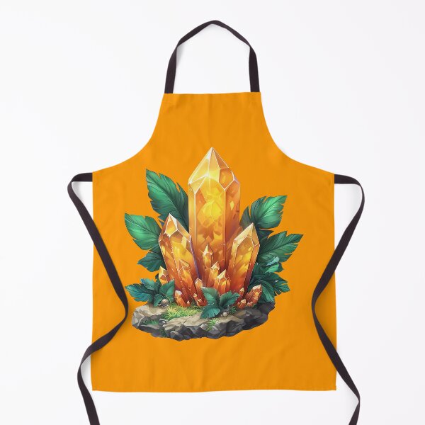 Item preview, Golden Citrine Crystal Gemstone with Green Leaves Illustration designed and sold by meganohm.