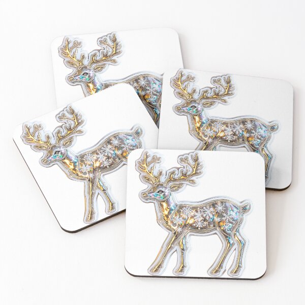 Item preview, Glowing Snowflake Deer with Holographic Antlers Sticker designed and sold by Liseri.