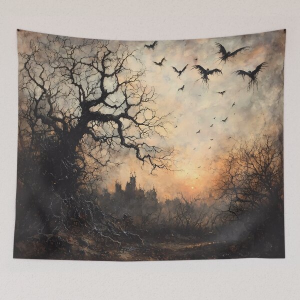 Item preview, Ravens Over Haunted Forest at Dusk – Dark Gothic Decor designed and sold by Matt's Artificial Nature.