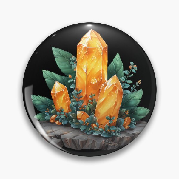 Item preview, Yellow Citrine Gemstone Crystal with Green Leaves Illustration designed and sold by meganohm.