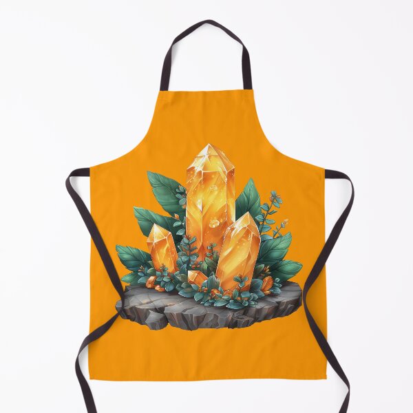 Item preview, Yellow Citrine Gemstone Crystal with Green Leaves Illustration designed and sold by meganohm.