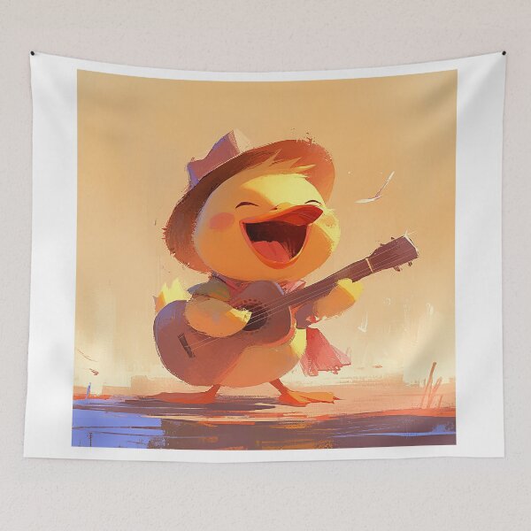 Item preview, Cute Fluffy Duck with Guitar designed and sold by Christian Weiss.
