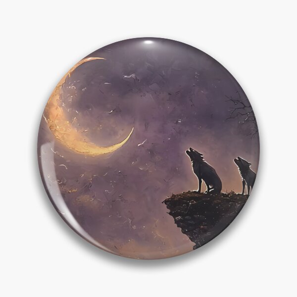 Item preview, Wolves Howling at Crescent Moon – Mystical Night Scene designed and sold by Matt's Artificial Nature.