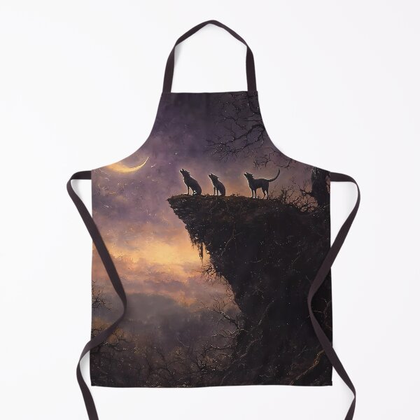 Item preview, Wolves Howling at Crescent Moon – Mystical Night Scene designed and sold by Matt's Artificial Nature.