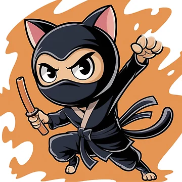 Artwork thumbnail, Ninja Cat Sticker by StyleSwitch