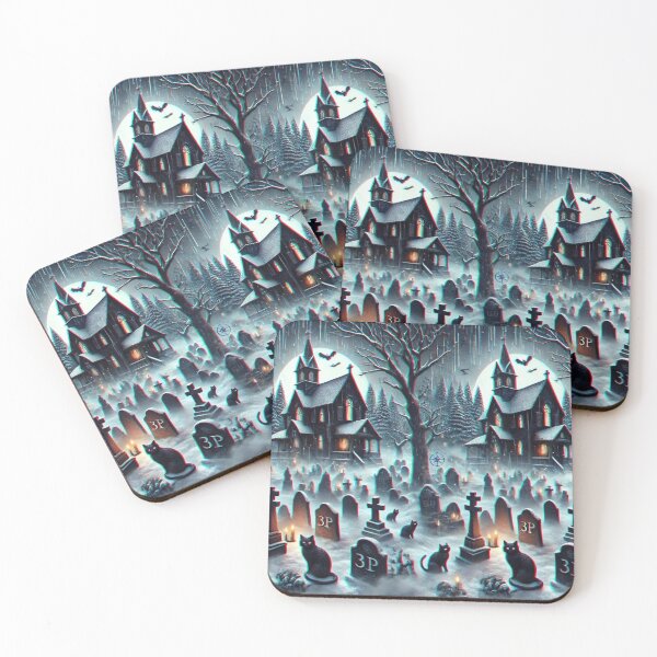Item preview, Snowy Halloween Funeral Home in a Haunted Village designed and sold by Meta2Physical.
