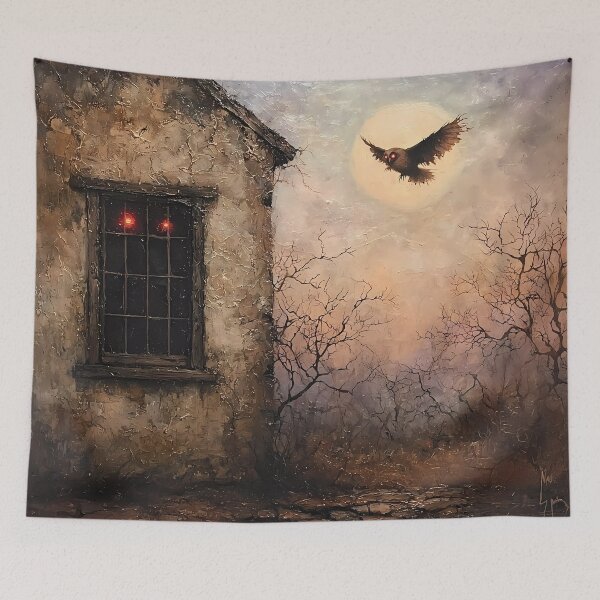 Item preview, Sinister Red Eyes in Haunted Cottage – Eerie Halloween Decor designed and sold by Matt's Artificial Nature.
