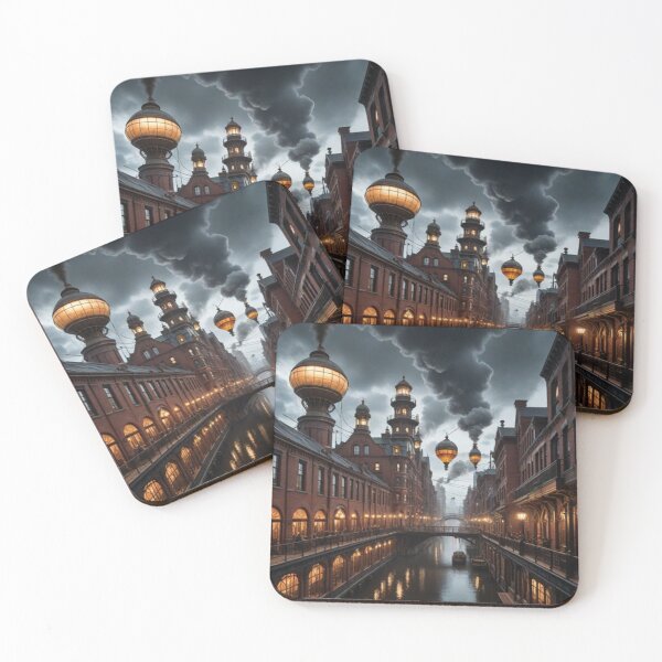 Item preview, Gothic Twilight: An Industrial Fantasy Cityscape designed and sold by ZenOfAIarts.