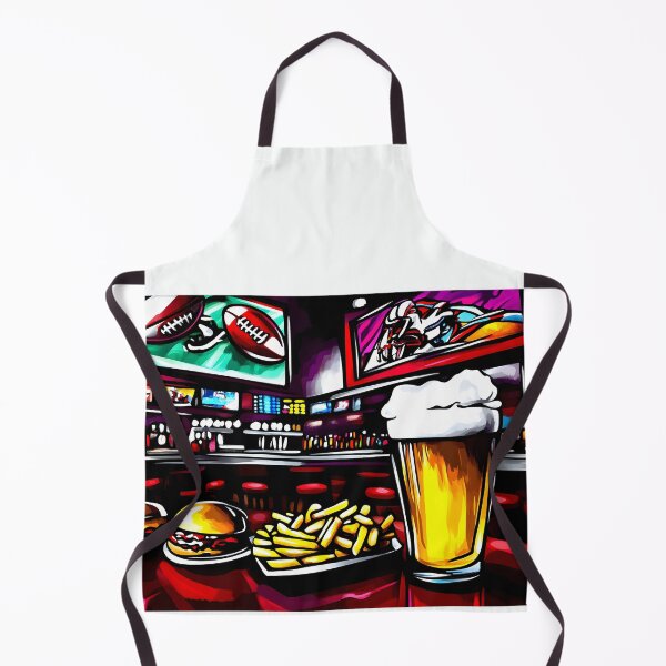 Item preview, Vibrant Bar Scene with Beer, Burgers, and Fries - Neon Sports Art with Lively Game Day Atmosphere designed and sold by OlfactoART Studio.