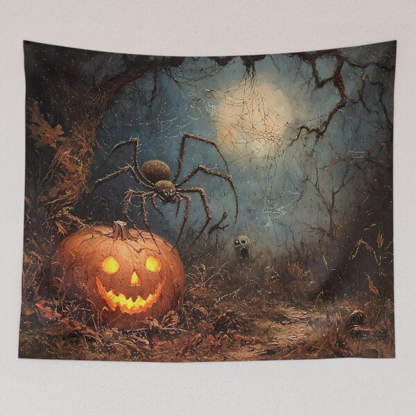 Item preview, Sinister Jack-o'-Lantern and Giant Spider – Eerie Halloween Scene designed and sold by Matt's Artificial Nature.