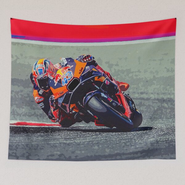 Item preview, Jack Miller hanging in the corners on his 2024 MotoGP Motorcycle watercolor 2 designed and sold by Rodissimus1984.