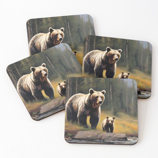 Item preview, Momma Grizzly Bear and Cub designed and sold by StoryofPieces.