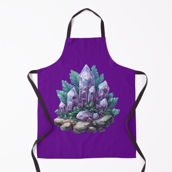 Item preview, Amethyst Gemstone Crystals with Green Leaves and Purple Flowers designed and sold by meganohm.