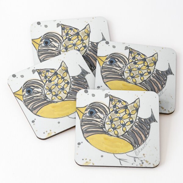 Item preview, yellow and gray abstract bird art Brenda Knoll designed and sold by Brenda  Knoll.