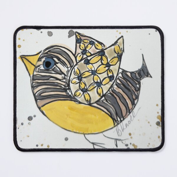 Item preview, yellow and gray abstract bird art Brenda Knoll designed and sold by Brenda  Knoll.