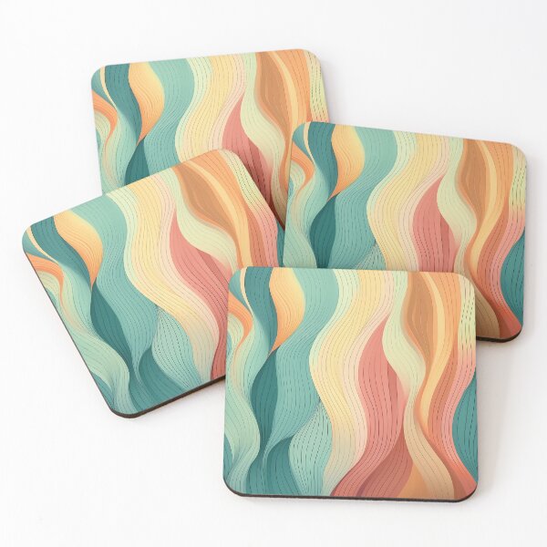 Item preview, A retro-inspired pattern design with waves. vintage colors, pastel combinations. designed and sold by HEMRO.
