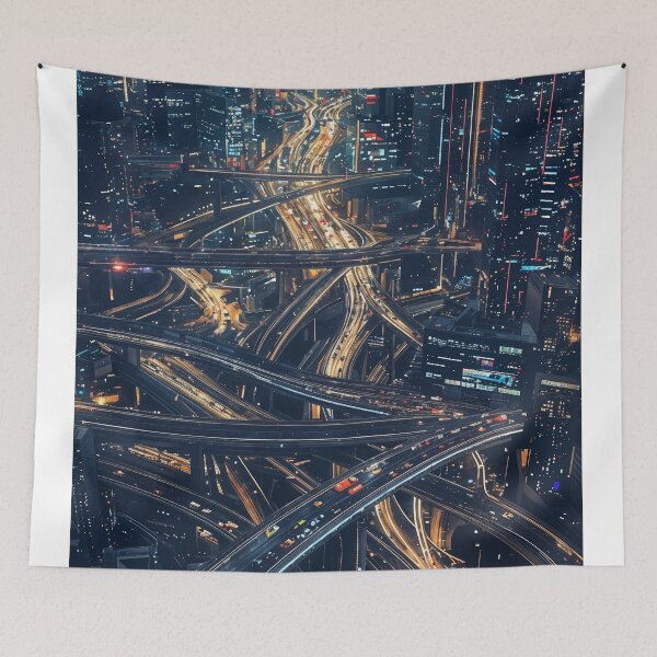 Item preview, Neon Veins of the City: A Futuristic Urban Highway designed and sold by oanaunciuleanu.