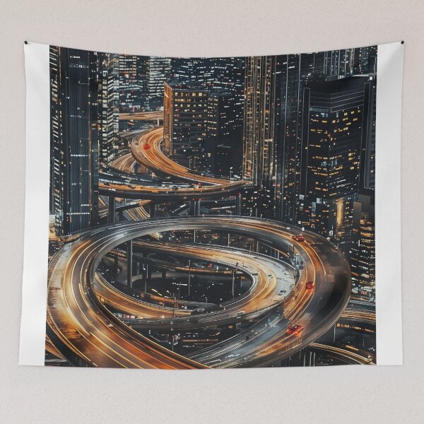 Item preview, Neon Veins of the City: A Futuristic Urban Highway designed and sold by oanaunciuleanu.