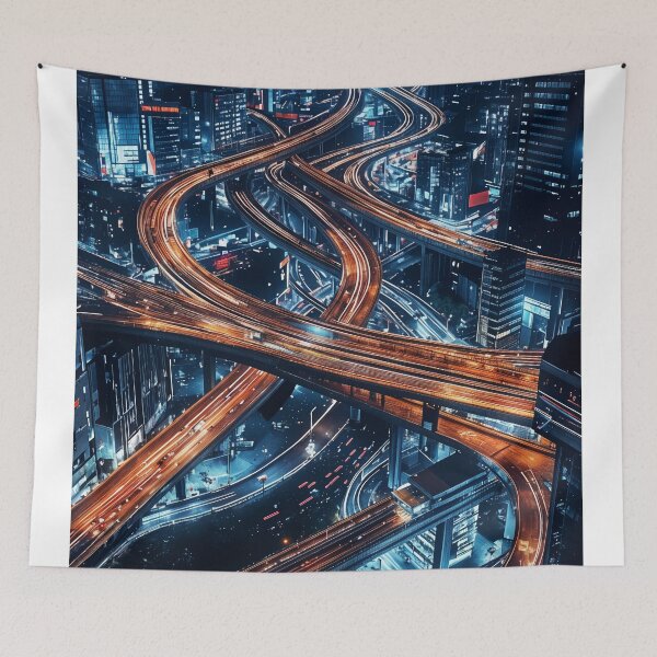 Item preview, Neon Veins of the City: A Futuristic Urban Highway designed and sold by oanaunciuleanu.