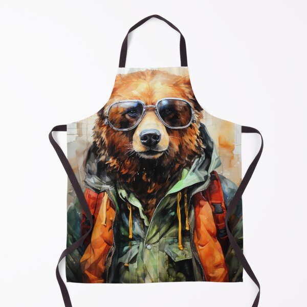Item preview, HIpster Bear portrait watercolor art #bear designed and sold by JBJart.