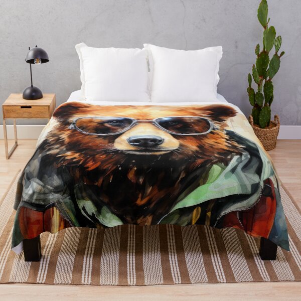Item preview, HIpster Bear portrait watercolor art #bear designed and sold by JBJart.