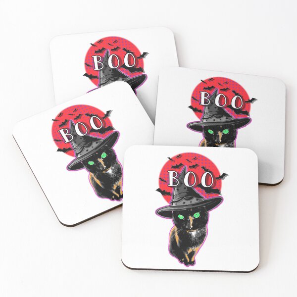 Item preview, Boo - Pop Art Kitty Witch with Bats designed and sold by dpenn.