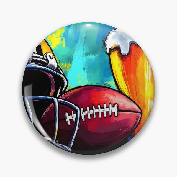 Item preview, Football Helmet and Red Football with Beer - Vibrant Sports Art with Colorful Background Splashes designed and sold by OlfactoART Studio.