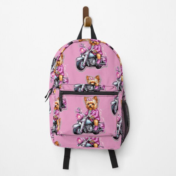 Item preview, Yorkie on a Pink Motorcycle - Cute Biker Dog Art designed and sold by MelissaMelovich.
