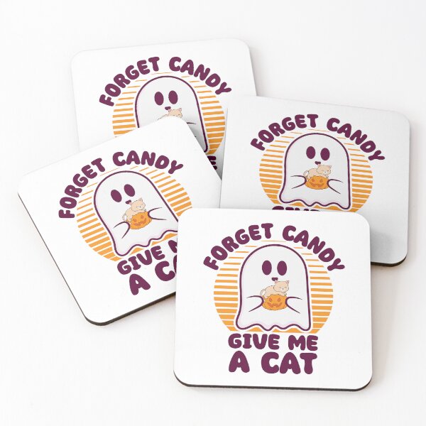 Item preview, Forget Candy Give me a Cat Funny Ghost Cartoon Halloween Quote designed and sold by RayanPod.