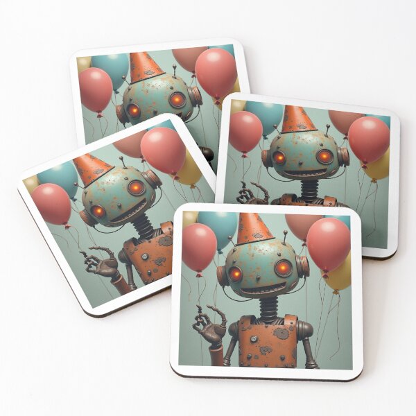 Item preview, Birthday Celebration Slightly Creepy Robot designed and sold by Thunderklart.