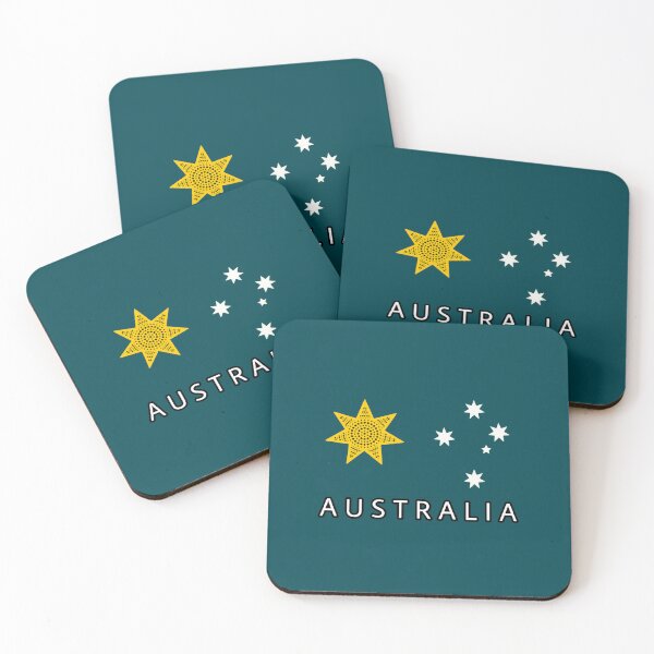 Item preview, Australia golden federation sun flag. teal edition with Southern Cross  designed and sold by Kangaroo Sun.