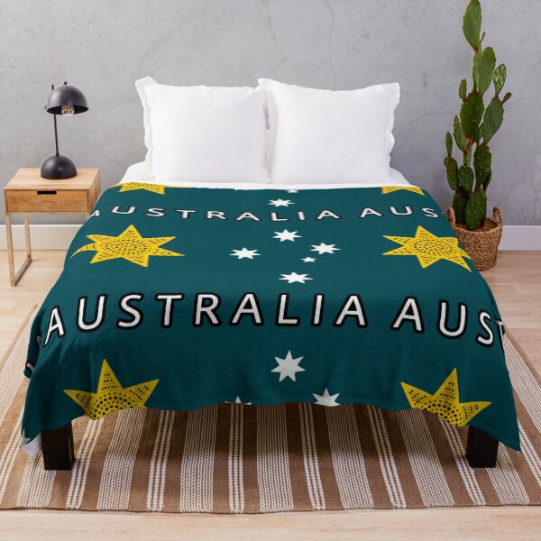 Item preview, Australia golden federation sun flag. teal edition with Southern Cross  designed and sold by Kangaroo Sun.