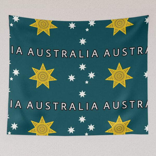 Item preview, Australia golden federation sun flag. teal edition with Southern Cross  designed and sold by Kangaroo Sun.