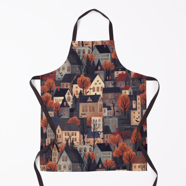 Item preview, Halloween Town, Fall Village with Autumn Trees, Houses, Bats designed and sold by artofclaire.